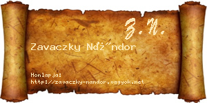 Zavaczky Nándor névjegykártya